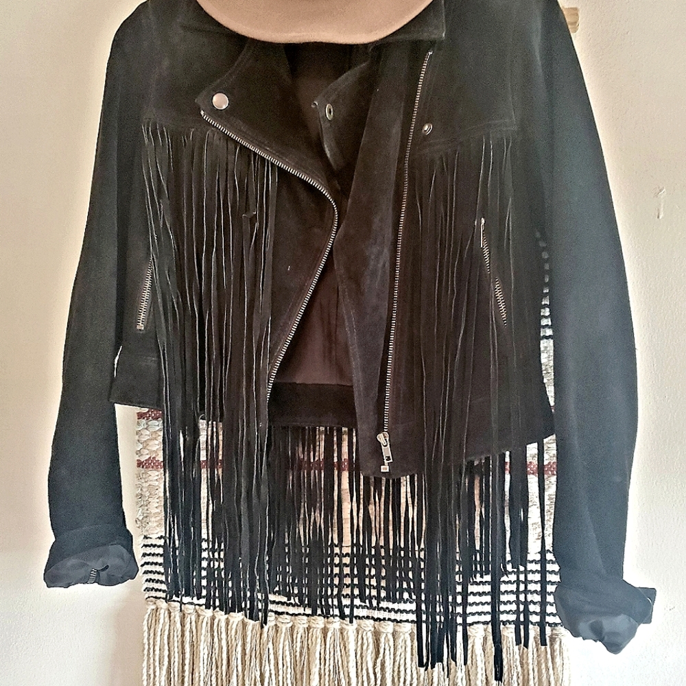 P.S. Erin Wasson Suede Fringe Jacket